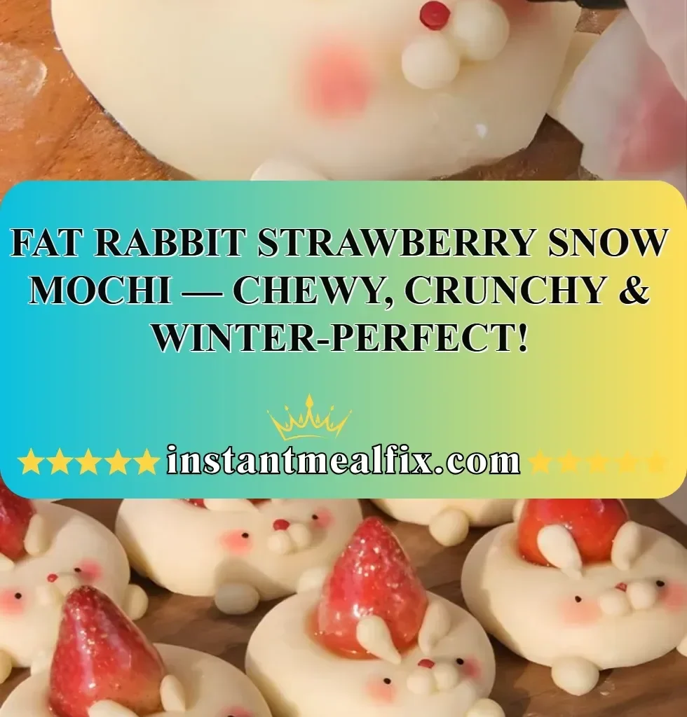 Fat Rabbit Strawberry Snow Mochi - Chewy and crunchy winter treat with strawberry flavor