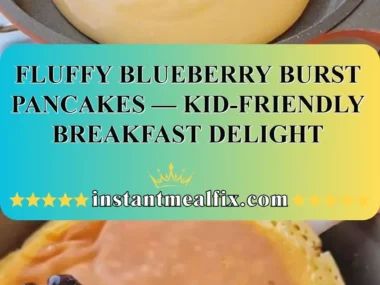 Fluffy blueberry pancakes stacked with fresh blueberries and syrup