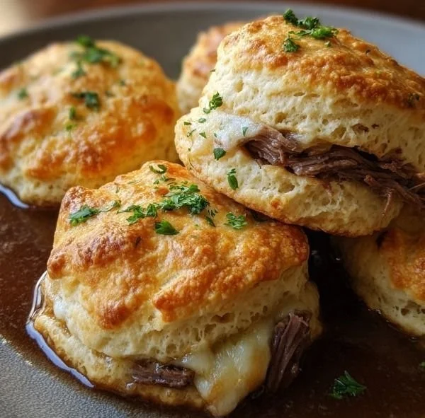 French Dip Biscuits served with au jus for dipping
