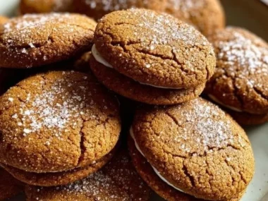 Delicious ginger molasses sandwich cookies with spice-filled flavor