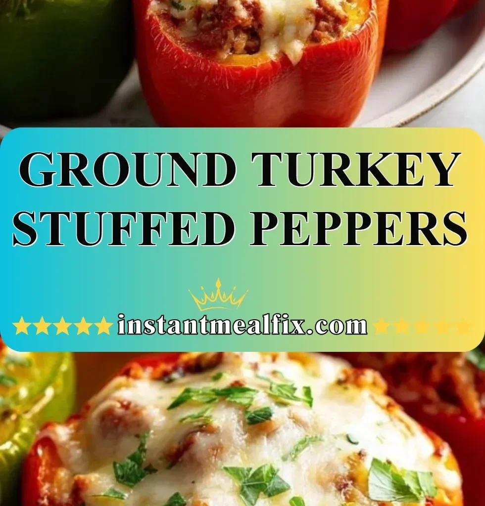 Delicious ground turkey stuffed peppers served on a plate