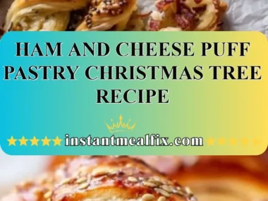 Ham and Cheese Puff Pastry shaped like a Christmas tree