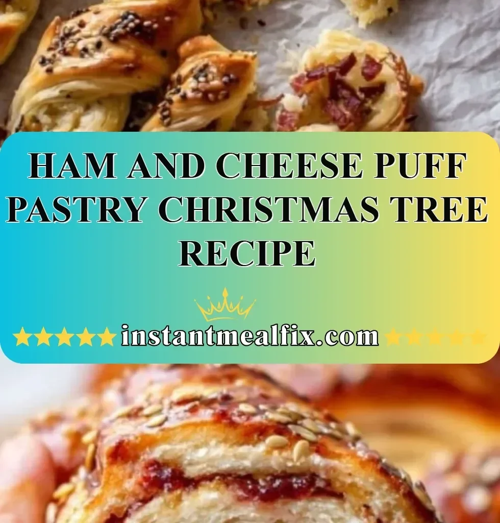 Ham and Cheese Puff Pastry shaped like a Christmas tree