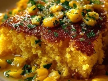 Delicious honey-glazed corn casserole baked to perfection
