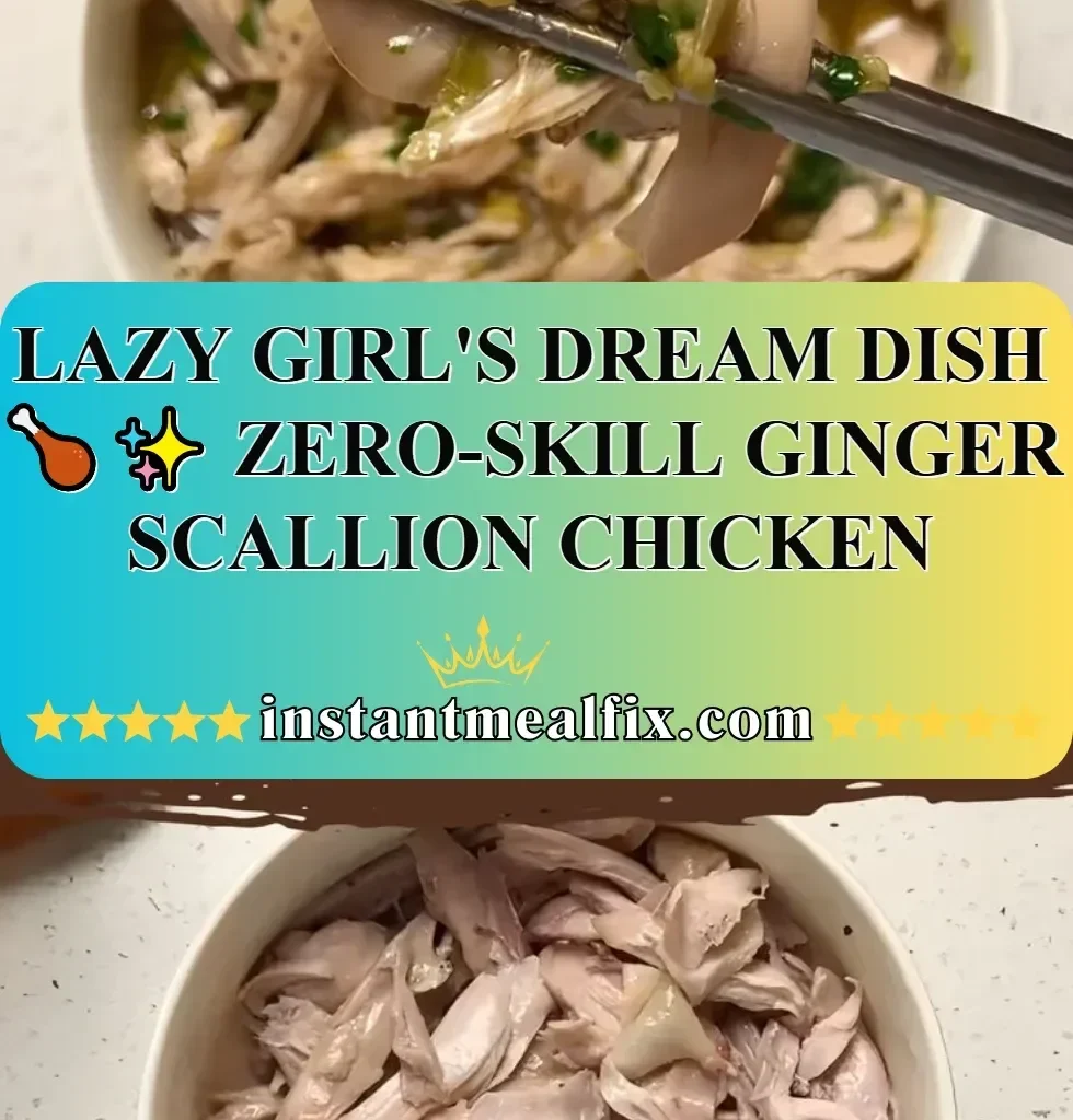 Easy ginger scallion chicken dish ready to serve on a plate.