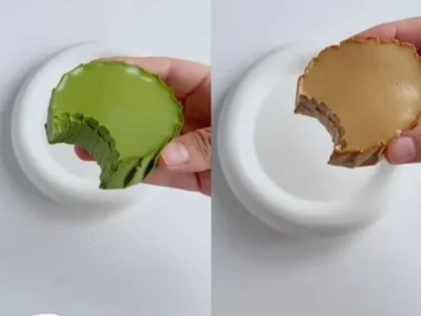 Delicious Matcha Bubble Tea served with tapioca pearls in a clear cup