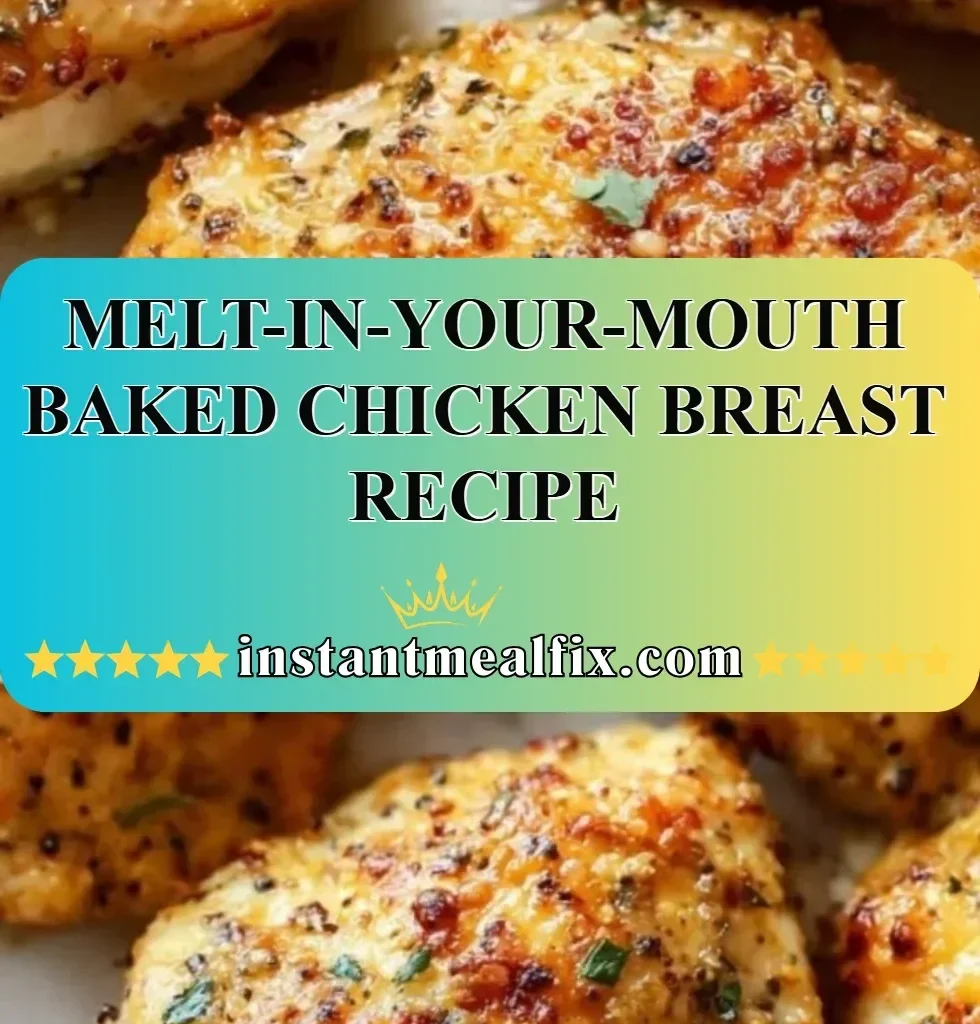 Juicy baked chicken breast served with herbs and spices on a plate.