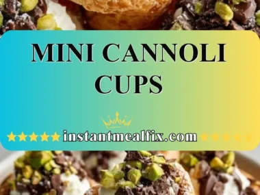 Mini cannoli cups filled with sweet ricotta cream and garnished with chocolate.