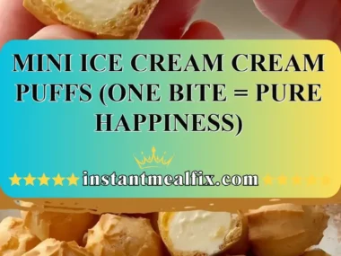 Mini ice cream puffs filled with creamy ice cream for a delightful dessert.