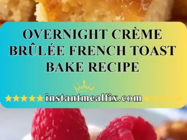 Delicious overnight crème brûlée French toast bake served in a dish