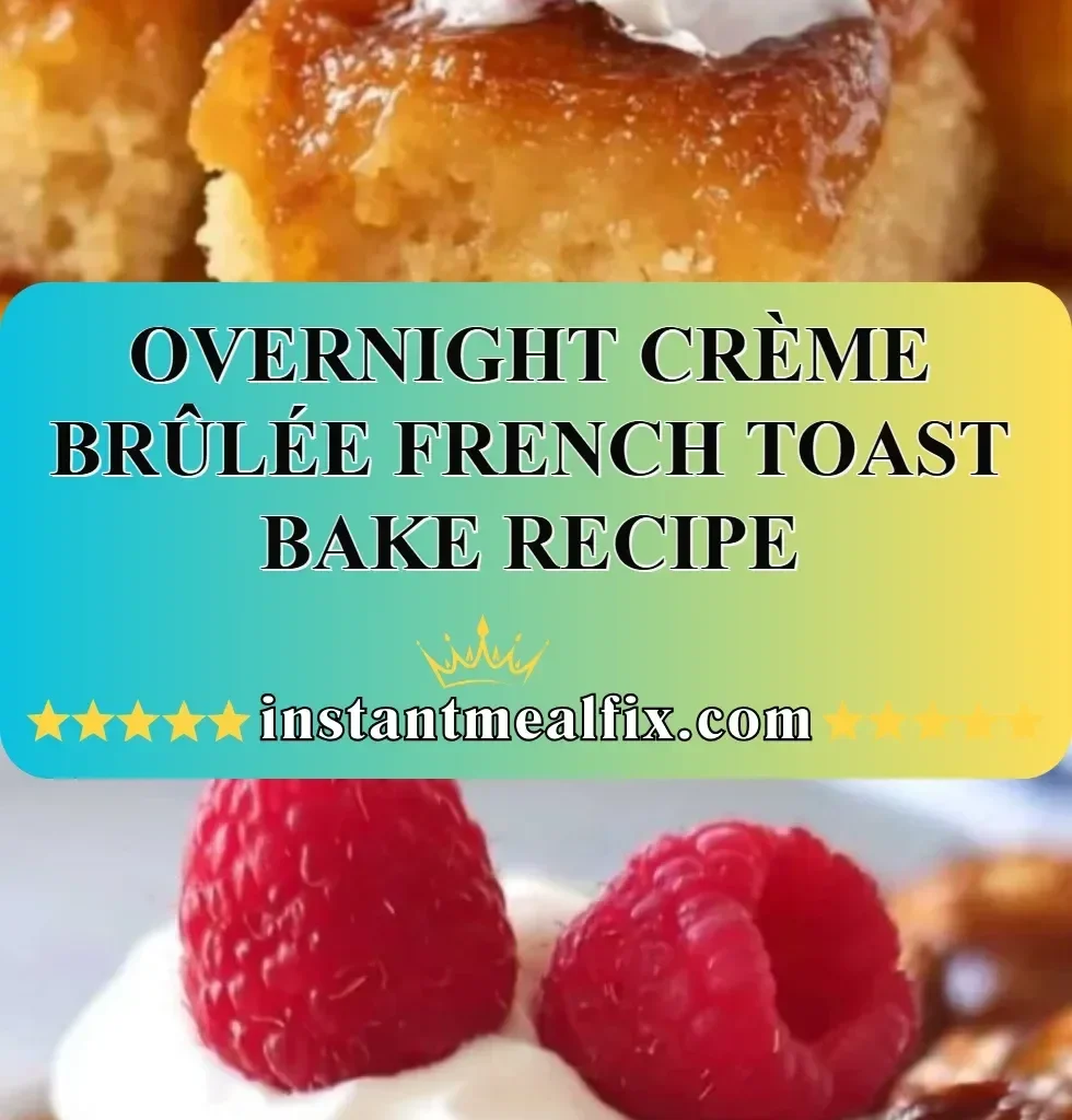 Delicious overnight crème brûlée French toast bake served in a dish