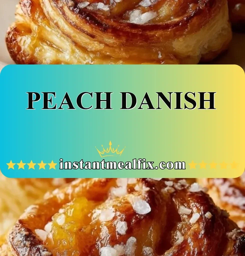 Freshly baked peach Danish pastry with peach filling and cream cheese topping