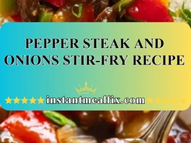 Pepper Steak and Onions Stir-Fry on a plate ready to be served.