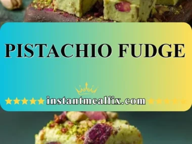Delicious homemade Pistachio Fudge cut into squares on a marble surface