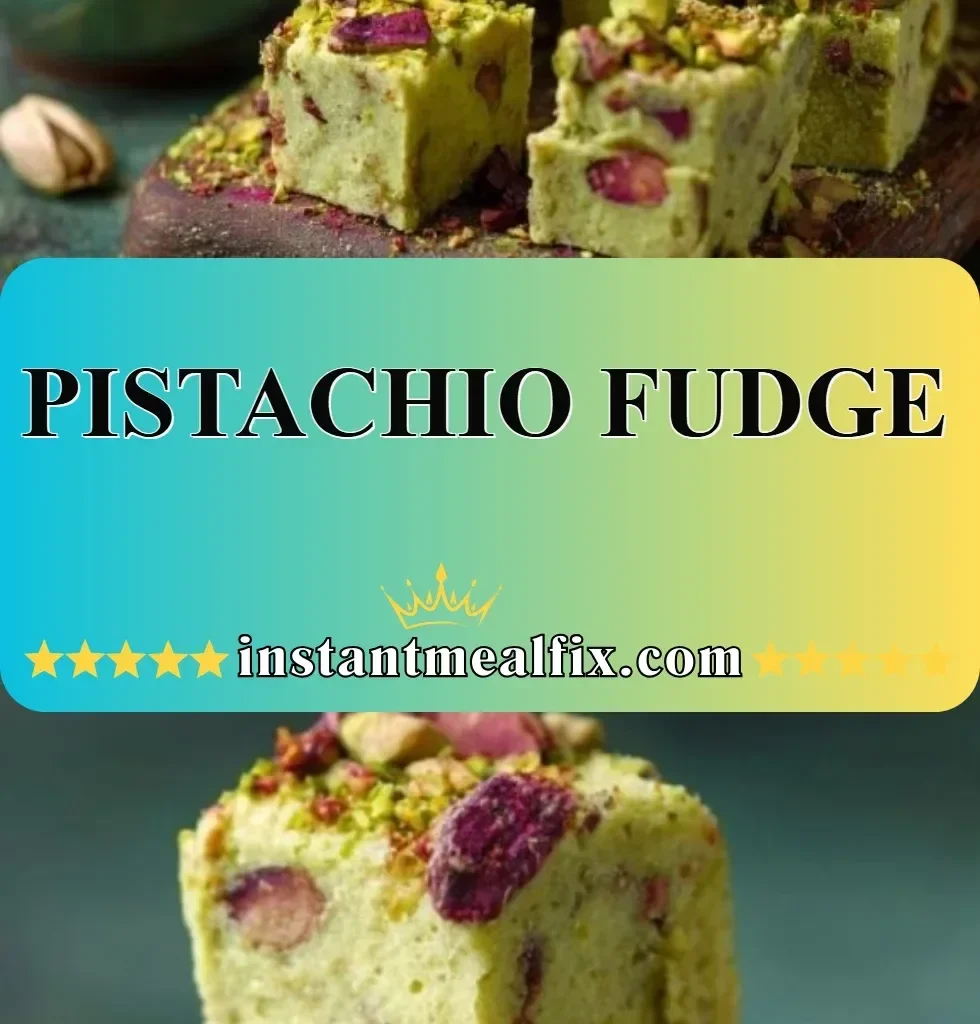 Delicious homemade Pistachio Fudge cut into squares on a marble surface