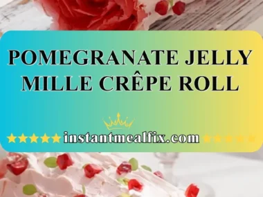 Pomegranate Jelly Mille Crêpe Roll showcasing layers of delicate crêpes and vibrant jelly.