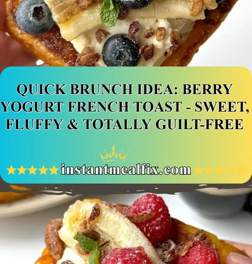 Delicious berry yogurt French toast topped with fresh berries and yogurt