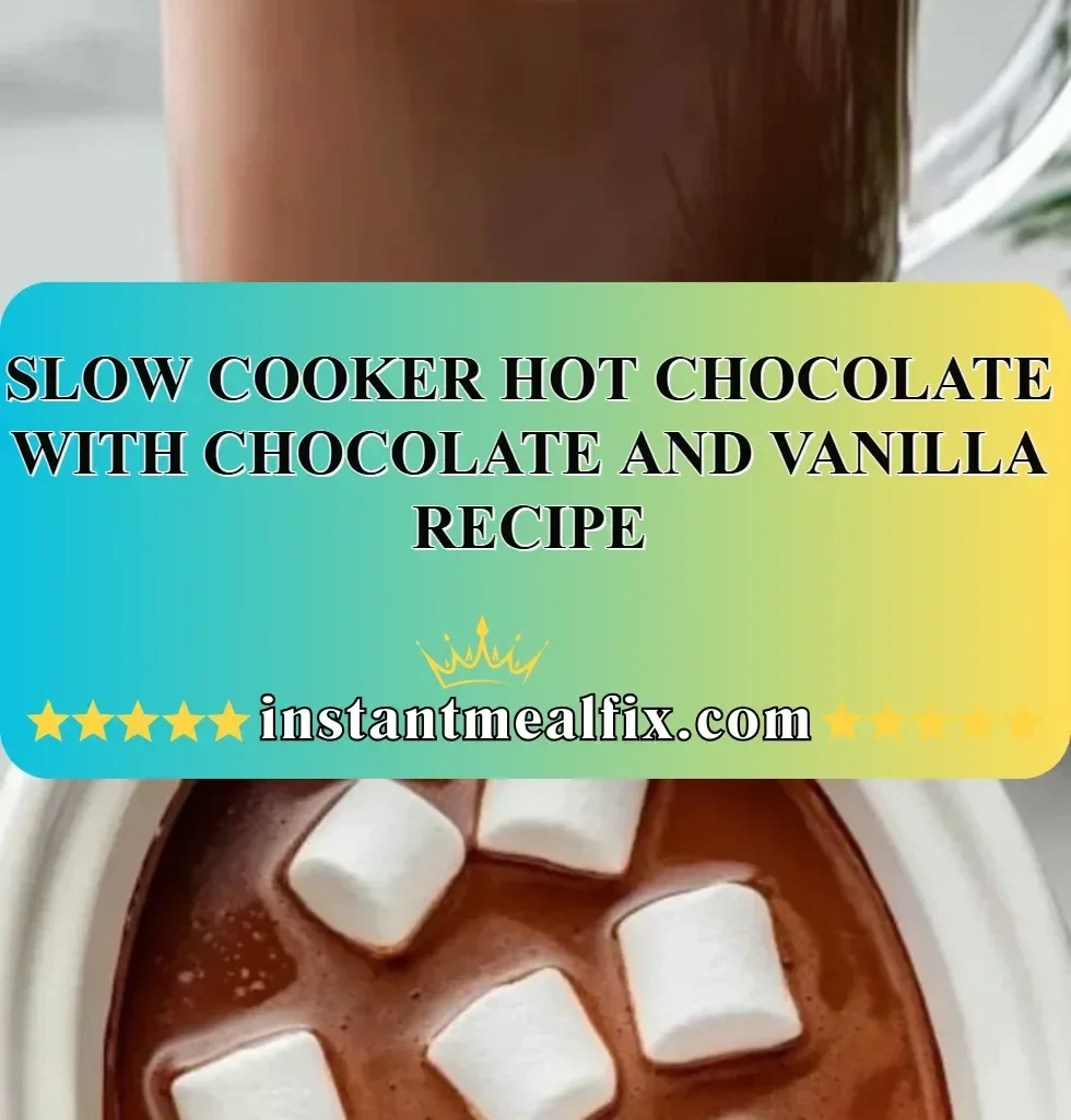 Slow cooker hot chocolate made with chocolate and vanilla ingredients