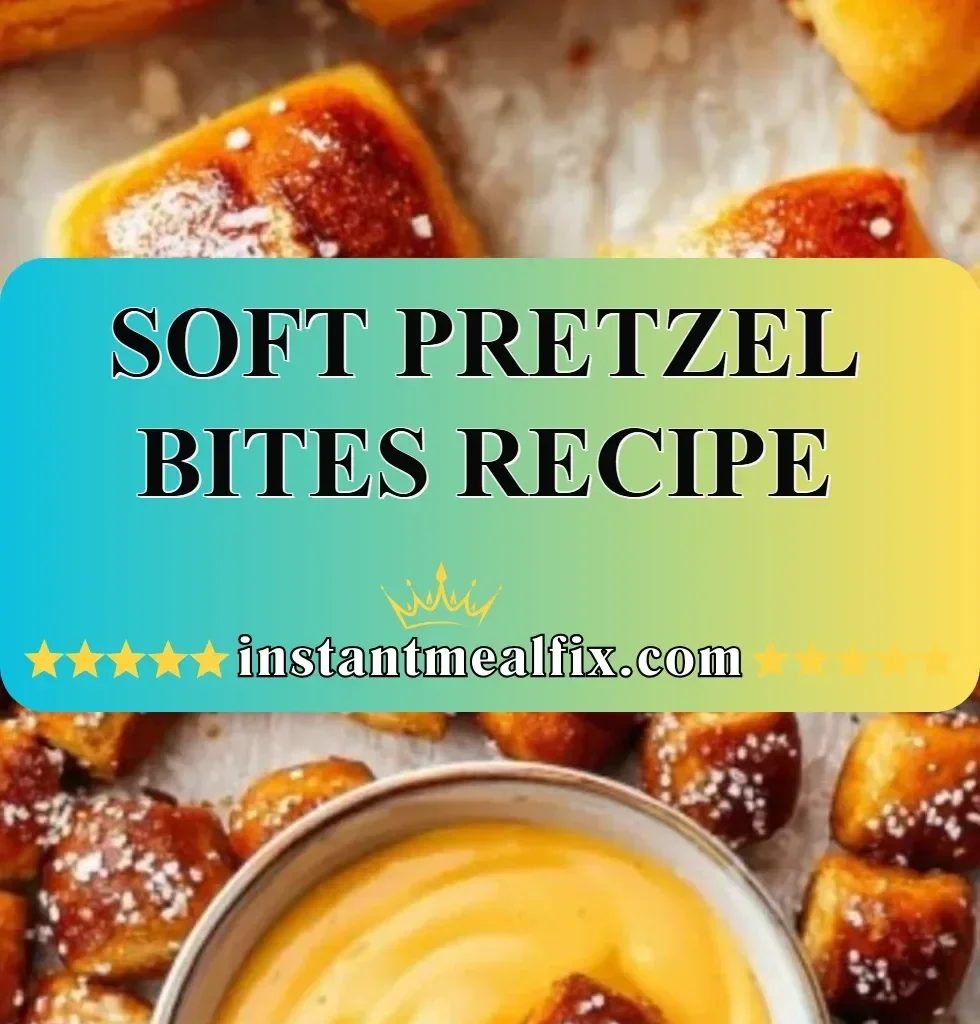 Delicious homemade soft pretzel bites recipe with a golden brown finish.