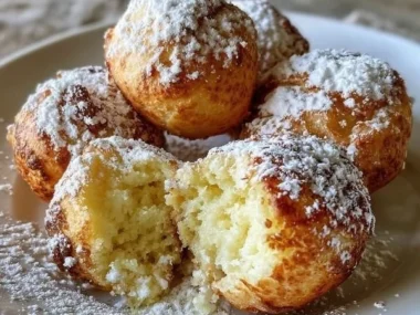 Soft ricotta almond pillows dessert on a plate