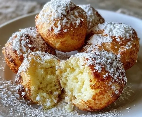 Soft ricotta almond pillows dessert on a plate