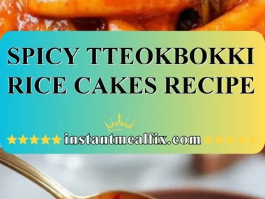 Spicy Tteokbokki Rice Cakes served in a bowl with chopsticks