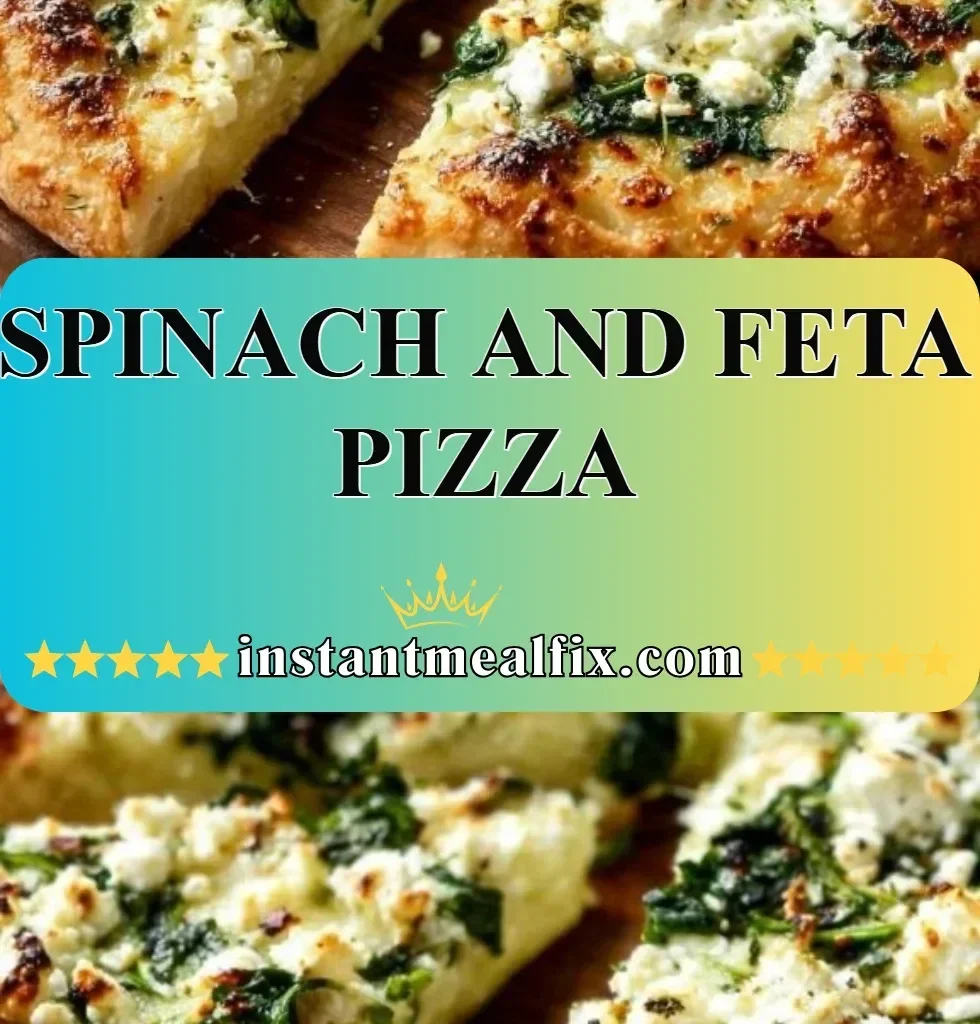 Delicious Spinach Feta Pizza topped with fresh spinach and feta cheese