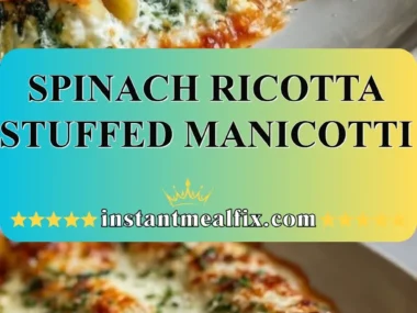 Spinach ricotta stuffed manicotti served with marinara sauce