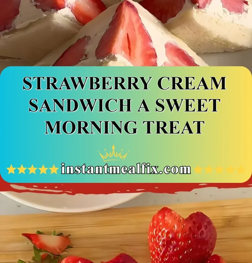 Delicious strawberry cream sandwich served as a morning treat