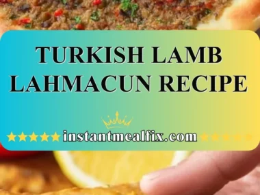 Delicious Turkish Lamb Lahmacun served with fresh herbs and vegetables