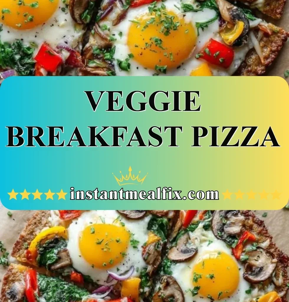 Delicious Veggie Breakfast Pizza topped with fresh vegetables and cheese