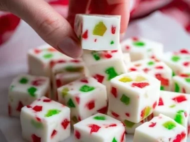 Delicious white chocolate candy squares beautifully arranged and ready to enjoy.
