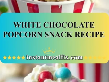 Delicious white chocolate popcorn snack in a bowl, perfect for movie nights.