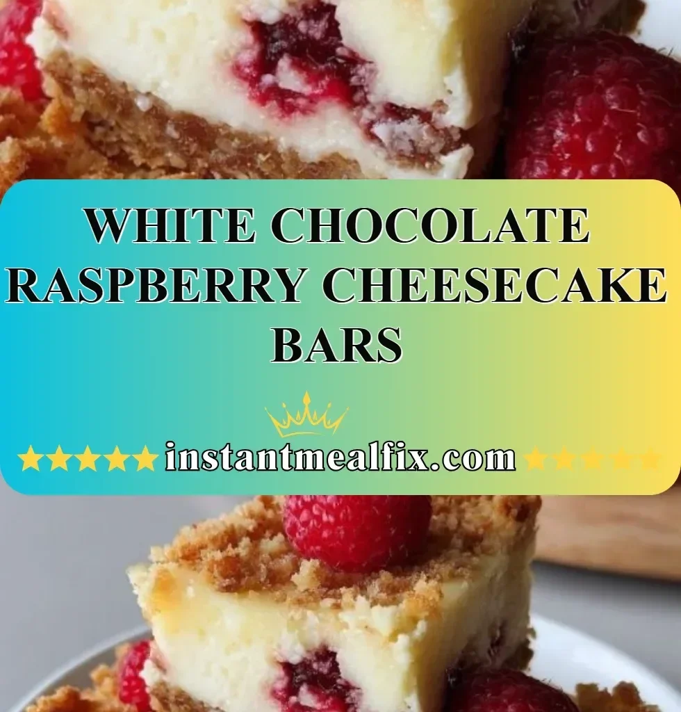 Delicious white chocolate raspberry cheesecake bars on a plate