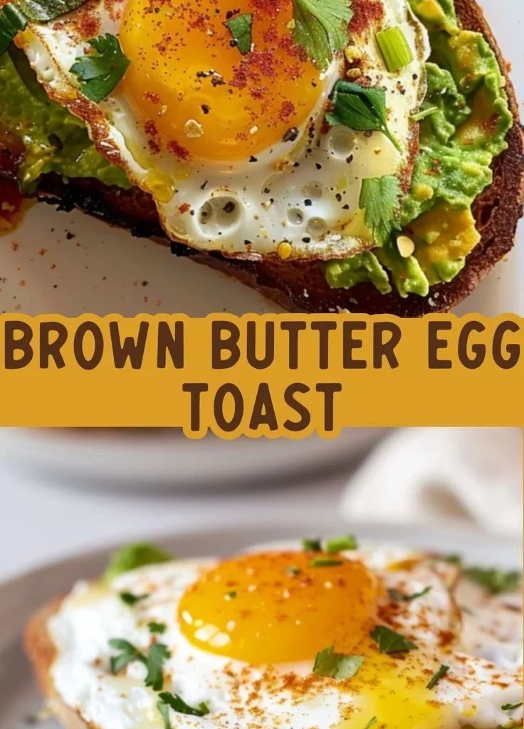 Delicious 10-Minute Brown Butter Sourdough Egg Toast topped with herbs