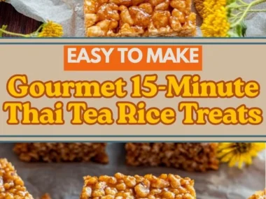 Plate of Thai Tea Rice Krispie Treats with a colorful background