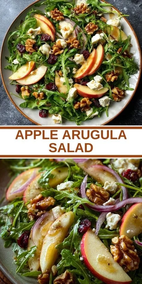 Fresh Apple Arugula Salad with sliced apples and greens