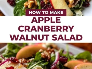 Healthy Apple Cranberry Walnut Salad with fresh apples, cranberries, and walnuts.