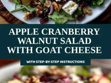 Apple Cranberry Walnut Salad with Goat Cheese served in a bowl