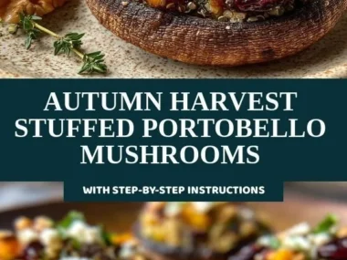 Delicious autumn harvest stuffed portobello mushrooms ready to serve