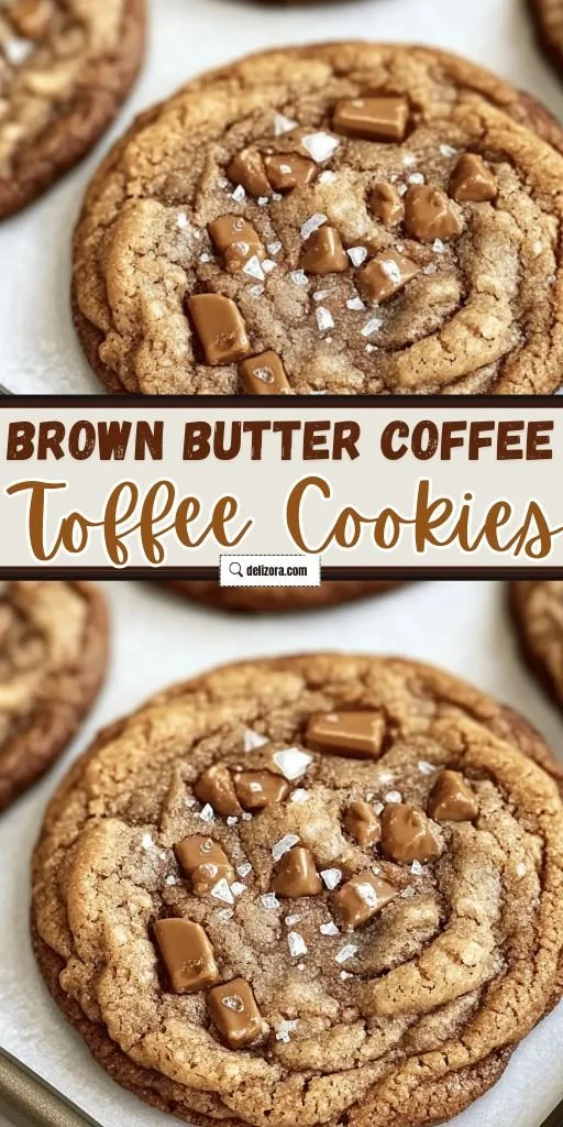 Delicious brown butter coffee toffee cookies on a baking tray