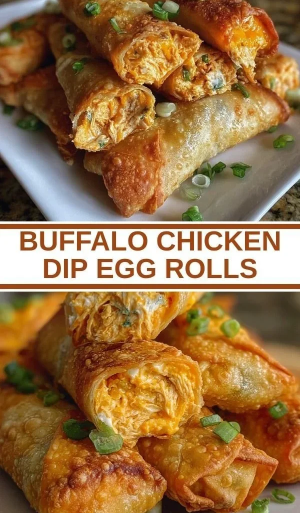 Buffalo Chicken Dip Egg Rolls served with dipping sauce