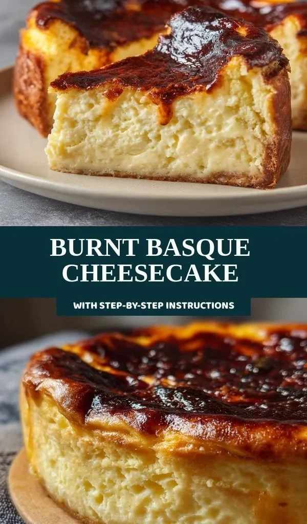 Delicious Burnt Basque Cheesecake served on a white plate