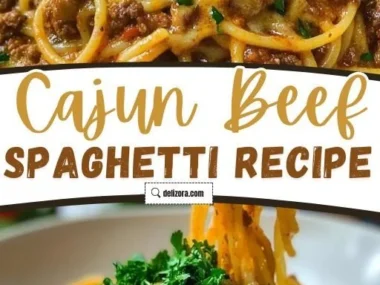 Cajun Beef Spaghetti in a creamy three-cheese parmesan sauce