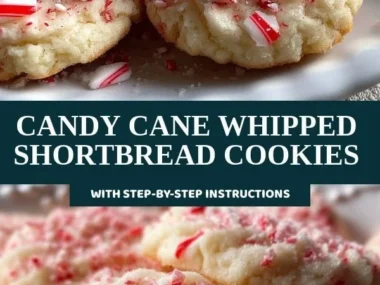 Delicious Candy Cane Whipped Shortbread Cookies decorated for the holidays