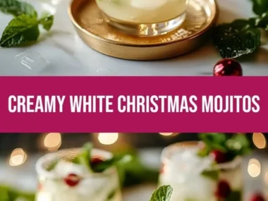 Delicious creamy mojitos garnished with mint and lime in summer setting