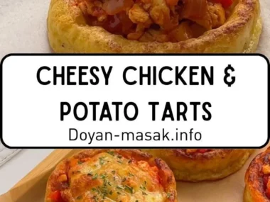 Cheesy Chicken Potato Tarts on a serving platter, garnished and ready to eat.