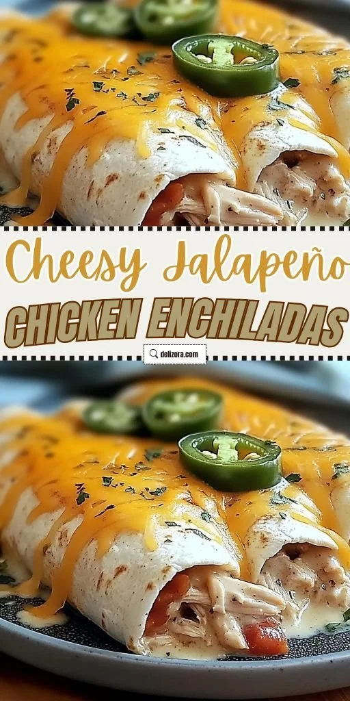Cheesy jalapeño chicken enchiladas served with toppings.