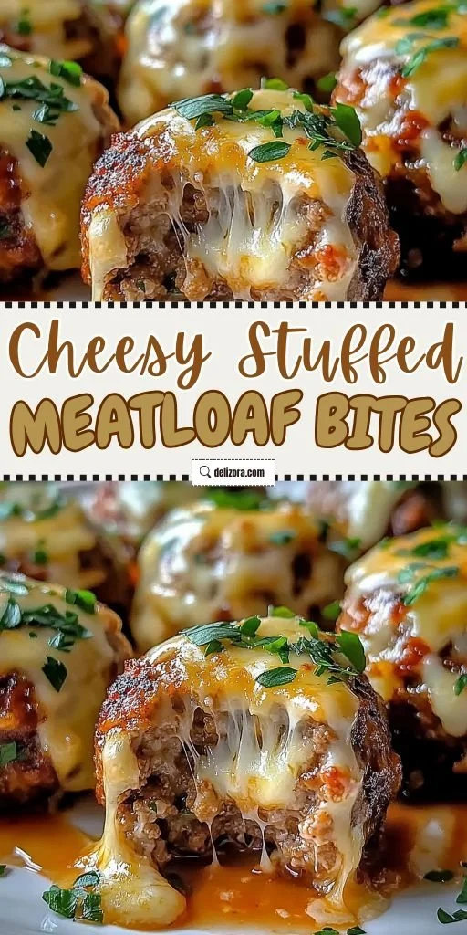 Cheesy stuffed meatloaf bites served on a platter for appetizers