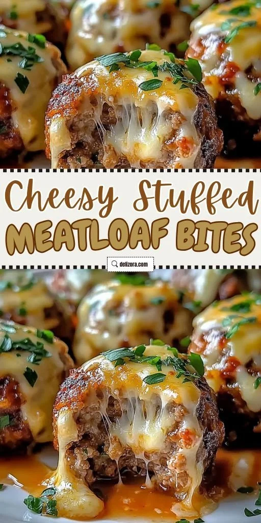 Cheesy stuffed meatloaf bites served as a comfort appetizer